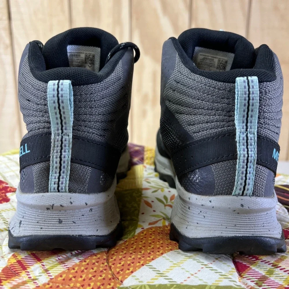 Merrell Womens Hiking Boots Gore Tex Gray Light Blue Sz 7 Waterproof Trail Shoes